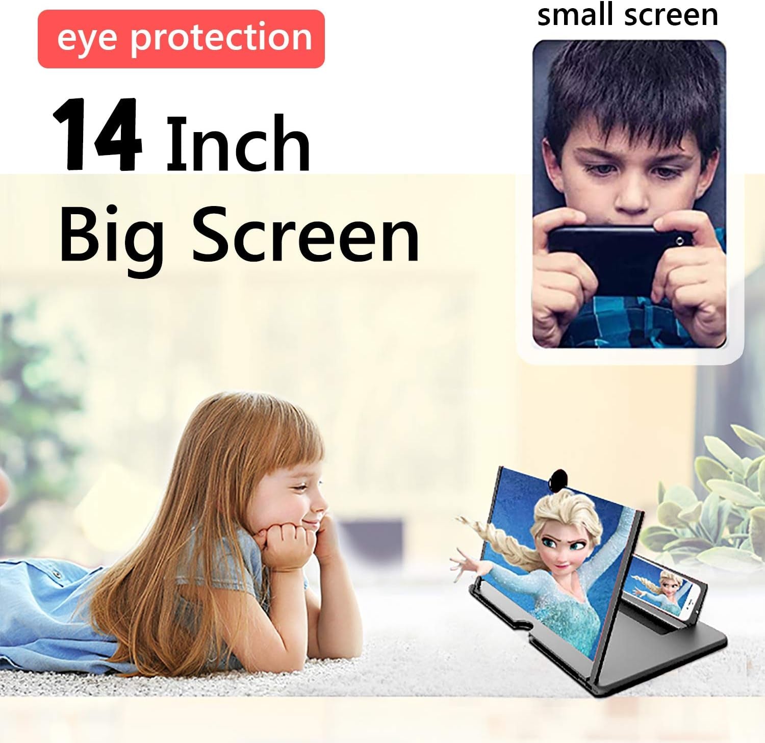 Smartphone Screen Magnifier Stand 14 Inch 3D Foldable Amplifier for Cell Phone with Adjustable Angle