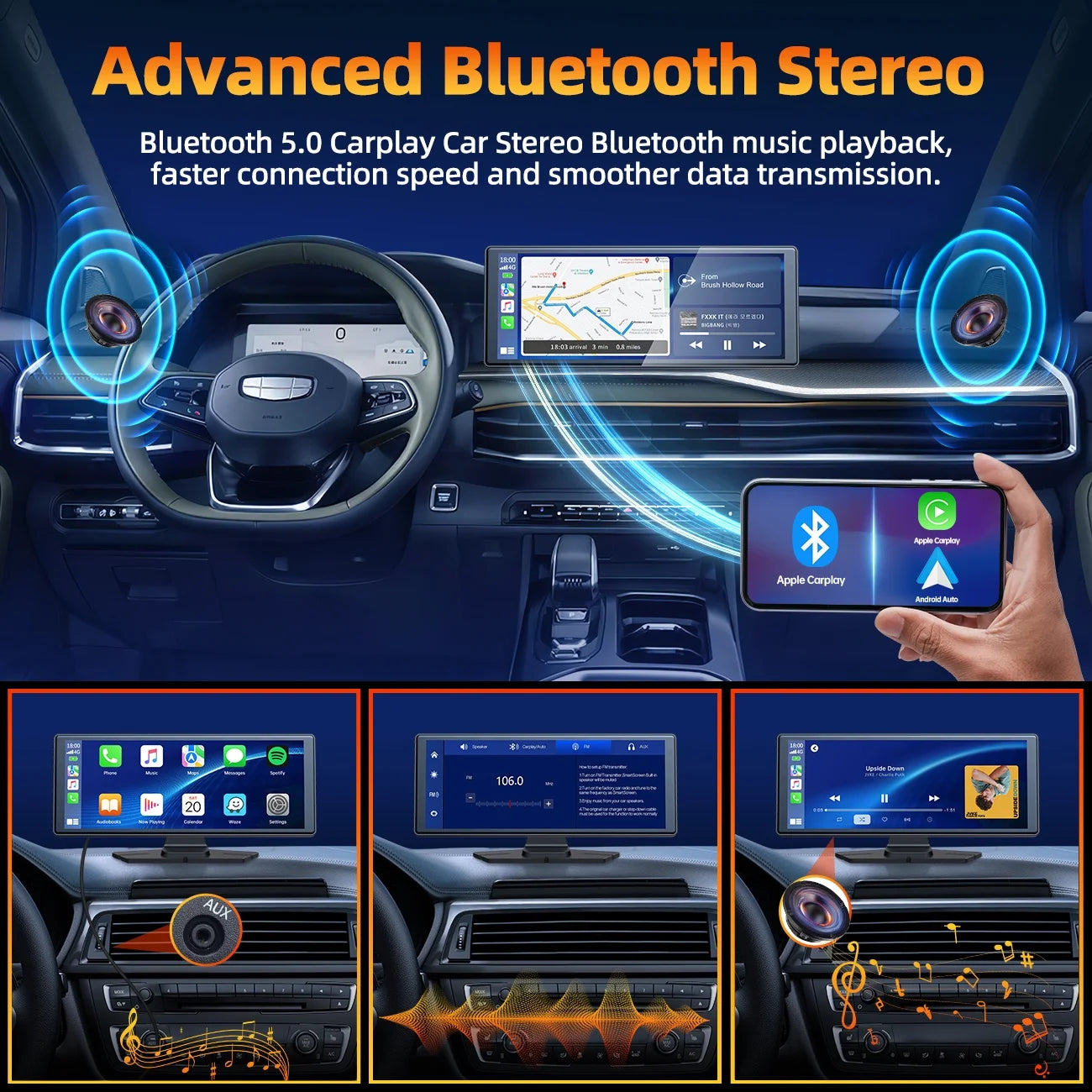 9.26" Touchscreen Wireless Car Stereo Car Radio Receiver GPS Navigation Audio with Apple Carplay Android Auto Support Backup Camera Airplay