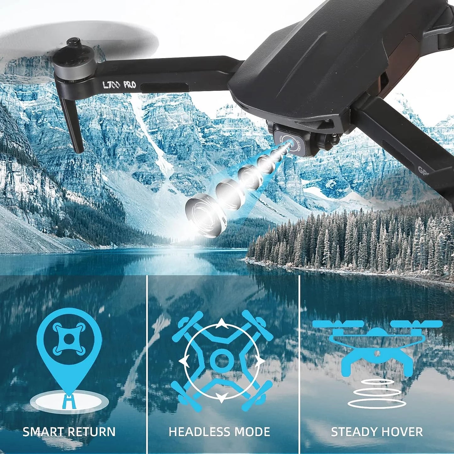 Drone with 4K Camera for Adults and Beginners, 5G Wifi Transmission, 40 Minutes Flight Time,Black