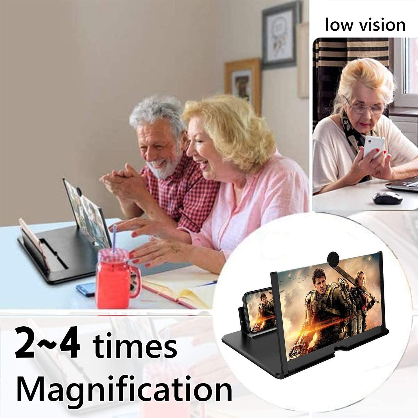 Smartphone Screen Magnifier Stand 14 Inch 3D Foldable Amplifier for Cell Phone with Adjustable Angle